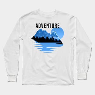 Adventure Landscape Mountain Blue - Hiking Long Sleeve T-Shirt